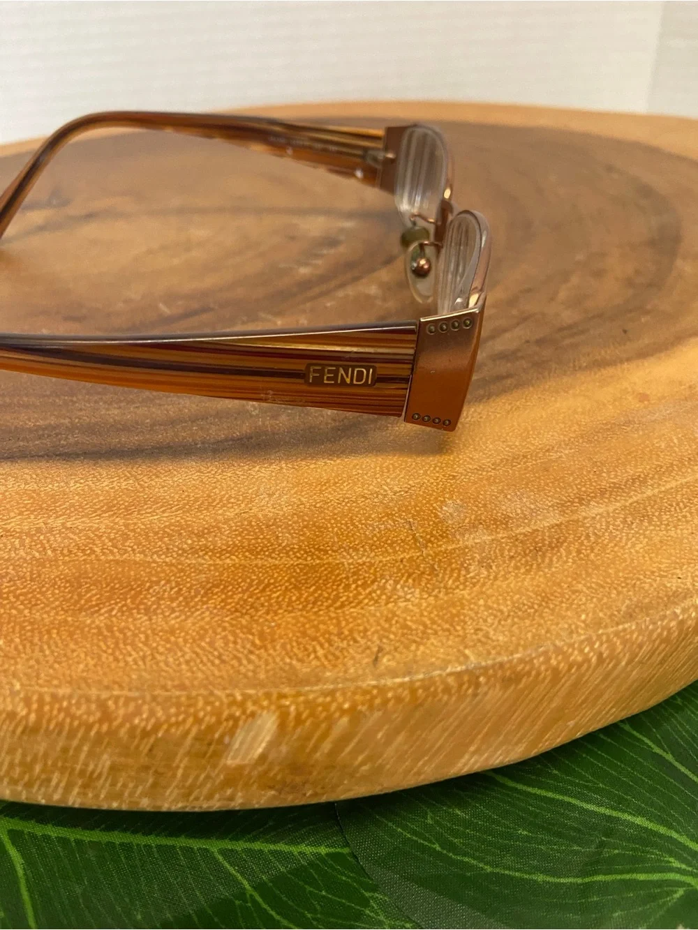 Fendi Woodgrain finish Eyeglasses Frames